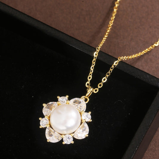 Natural Pearl Necklace Sterling Silver Necklace 18K Gold Plated Necklace