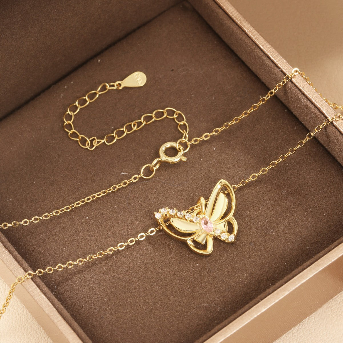 Butterfly Necklace Sterling Silver Necklace 18K Gold Plated Necklace Zircon Necklace
