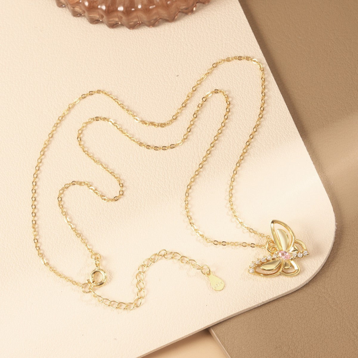 Butterfly Necklace Sterling Silver Necklace 18K Gold Plated Necklace Zircon Necklace