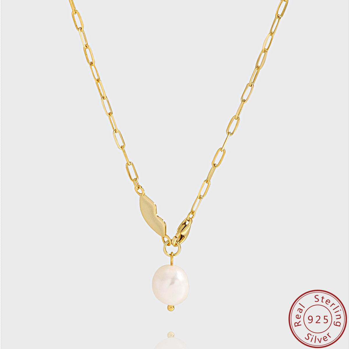 Natural Pearl Necklace Sterling Silver Necklace 18K Gold Plated Necklace