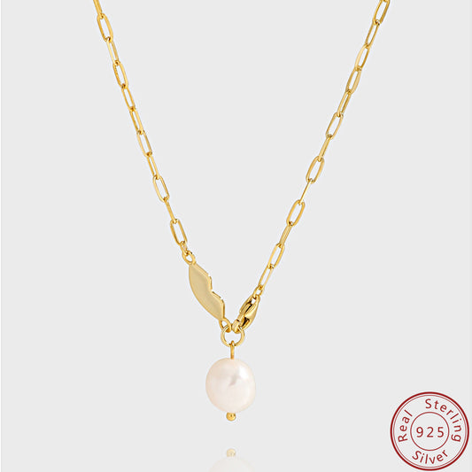 Natural Pearl Necklace Sterling Silver Necklace 18K Gold Plated Necklace