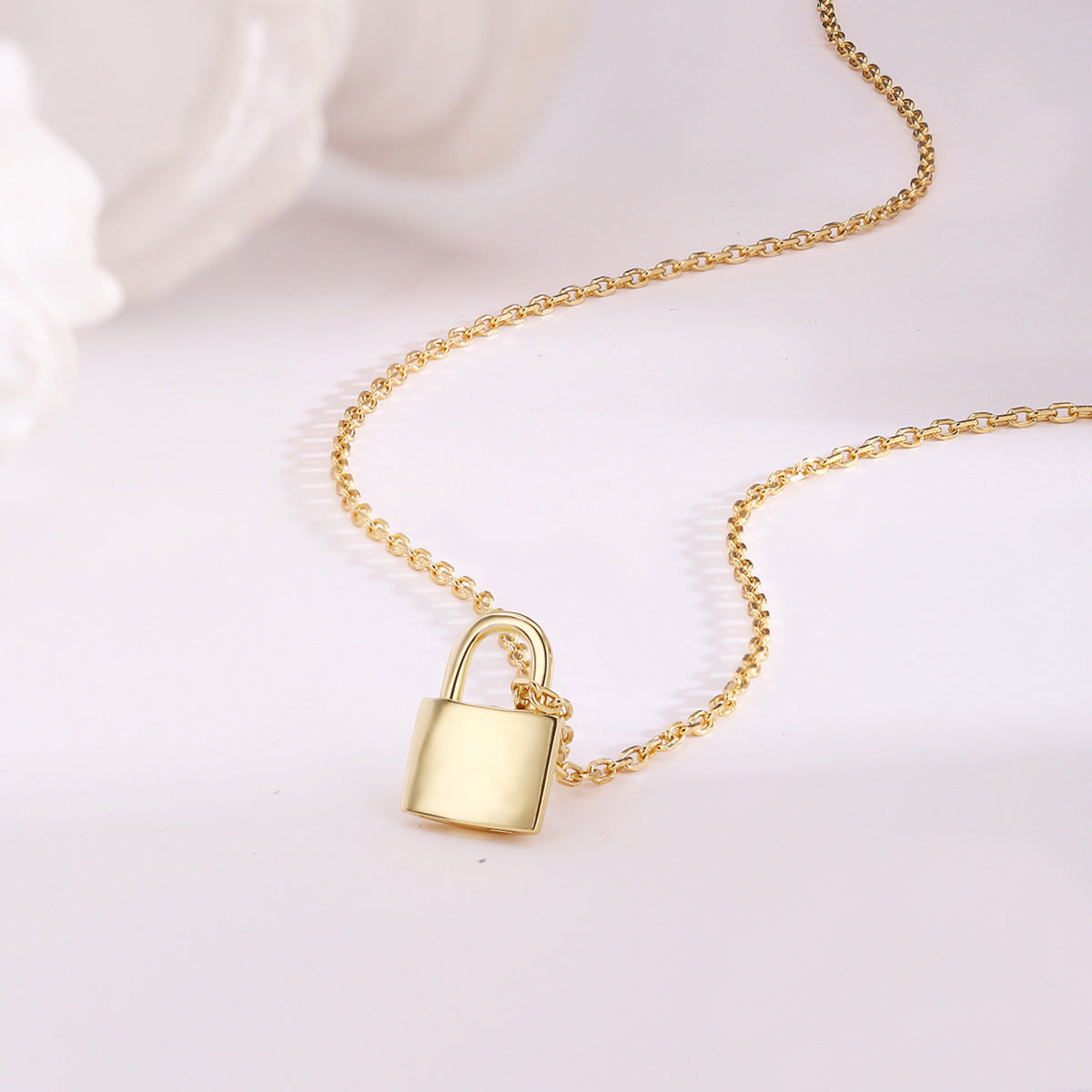 Lock Necklace Sterling Silver Necklace 18K Gold Plated Necklace