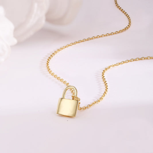 Lock Necklace Sterling Silver Necklace 18K Gold Plated Necklace