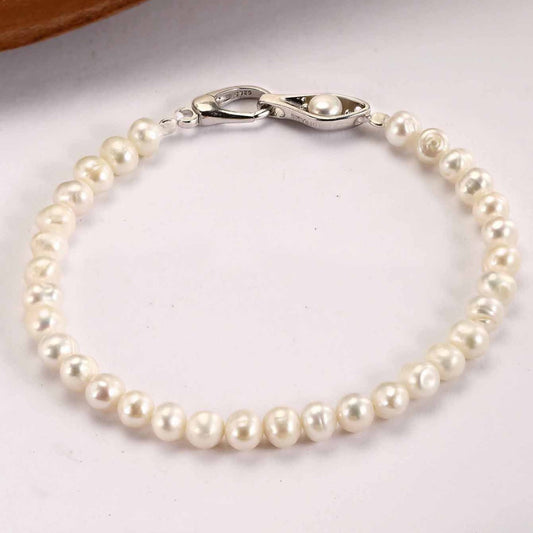 Natural Pearl Bracelet Sterling Silver Buckle