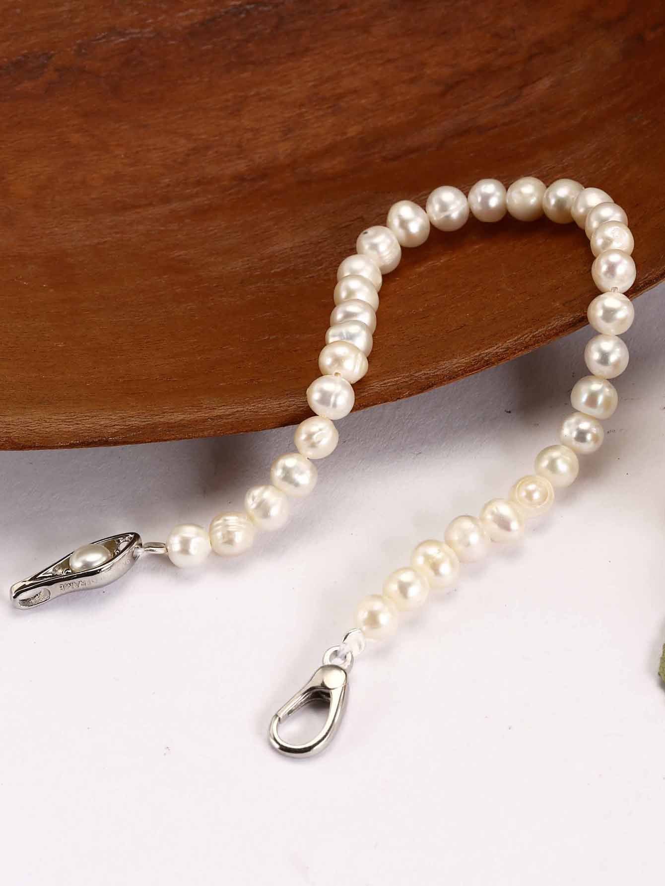 Natural Pearl Bracelet Sterling Silver Buckle
