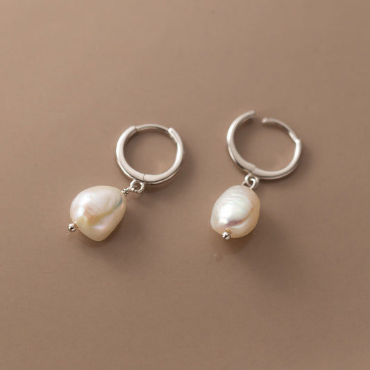 Natural Pearl Earrings Sterling Silver Earrings Drop Earrings