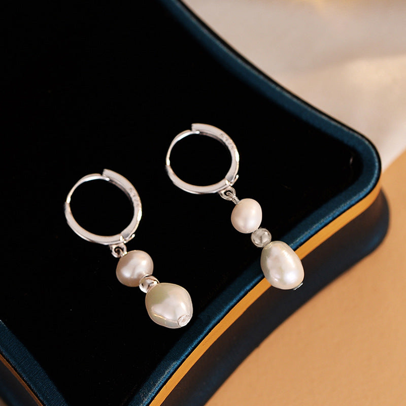 Natural Pearl Earrings Sterling Silver Earrings Drop Earrings