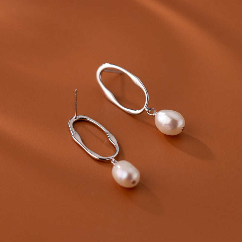 Freshwater Pearl Earrings Sterling Silver Earrings Drop Earrings