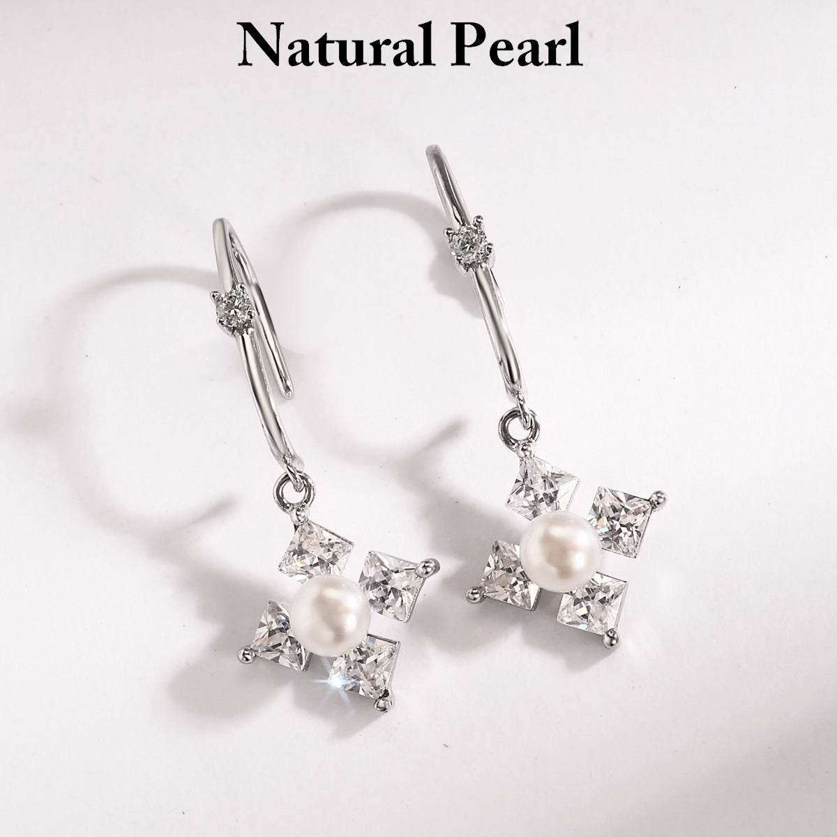 Natural Pearl Earrings Sterling Silver Earrings Drop Earrings