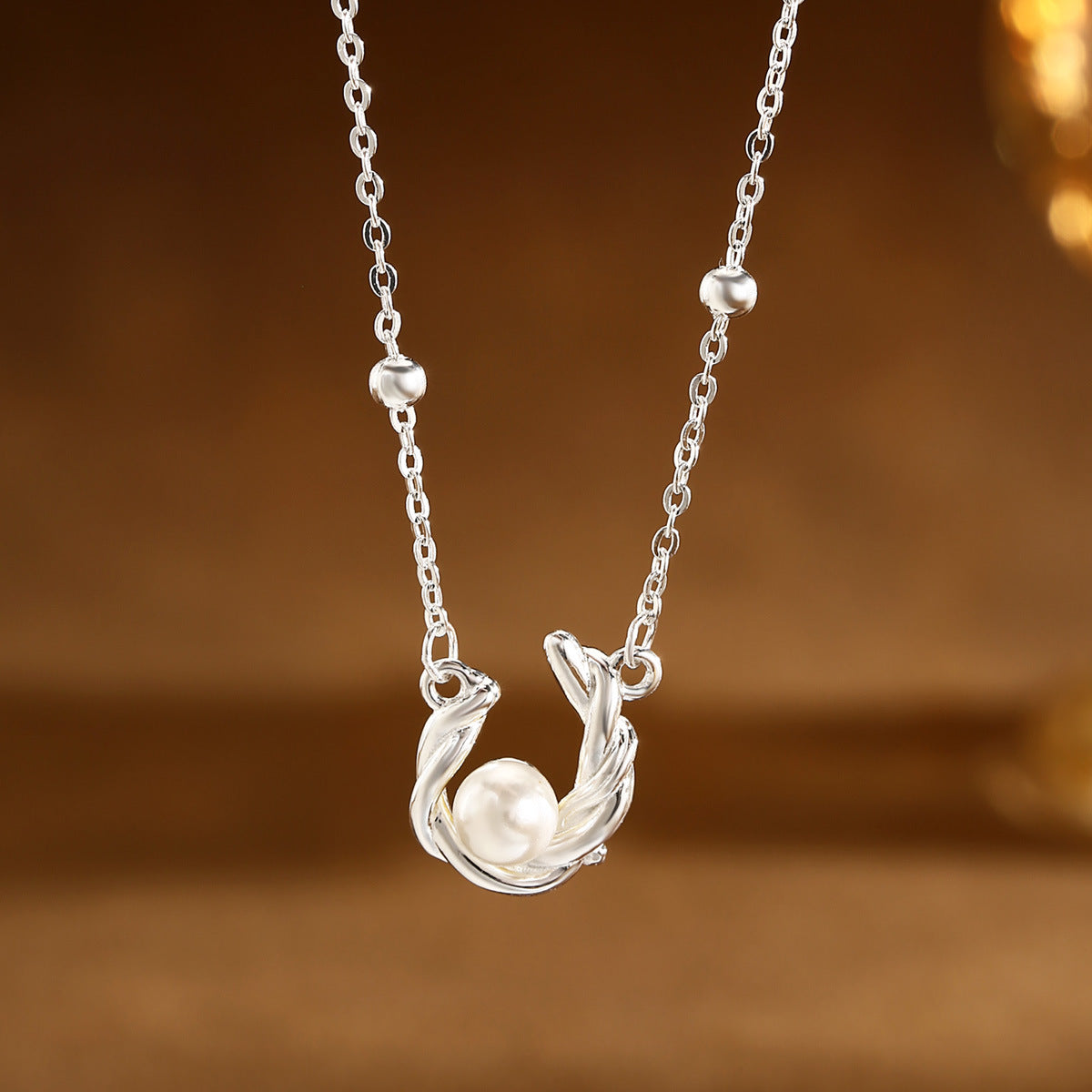 Pearl Necklace Sterling Silver Necklace Bead Necklace