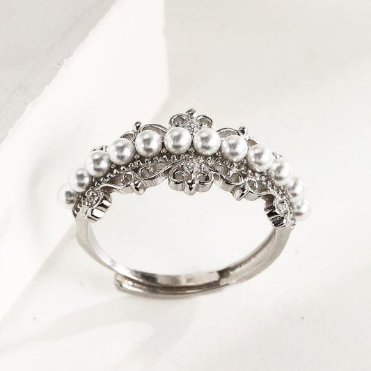 Pearl Ring Crown Ring Sterling Silver Ring