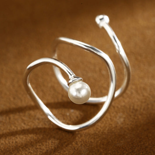 Pearl Ring Sterling Silver Ring Irregular Ring