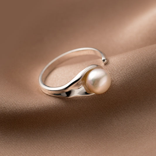 Pearl Ring Sterling Silver Ring Adjustable Ring