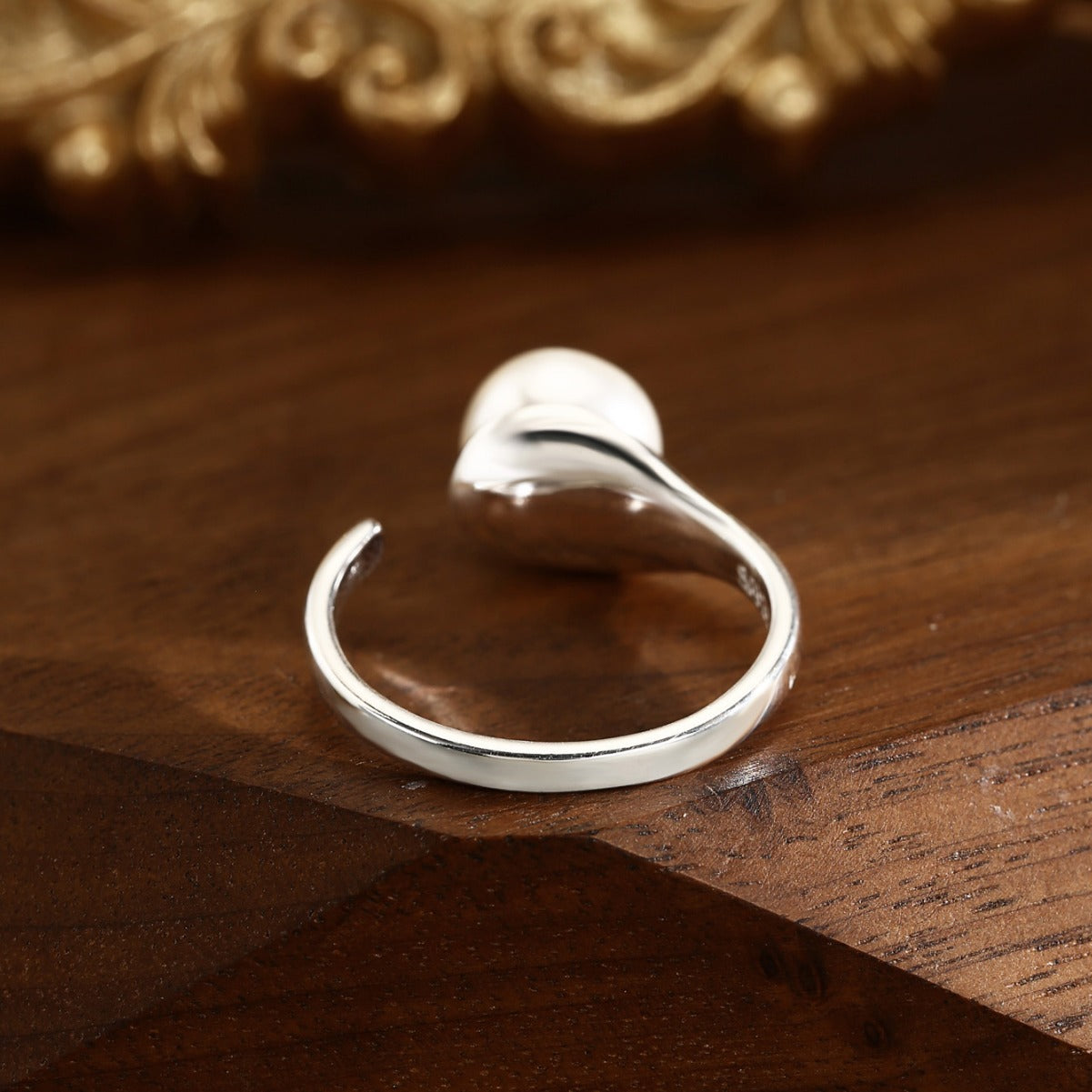 Pearl Ring Sterling Silver Ring Adjustable Ring