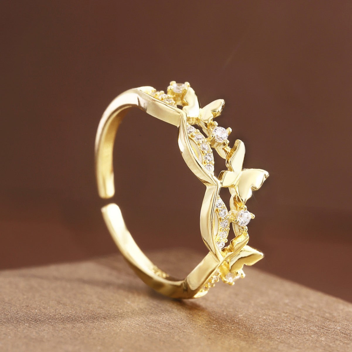 Butterfly Ring Sterling Silver Ring 18K Gold Plated Ring