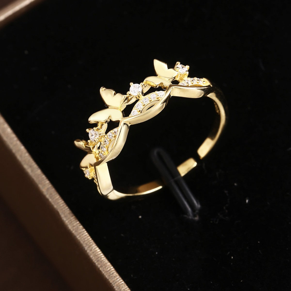 Butterfly Ring Sterling Silver Ring 18K Gold Plated Ring