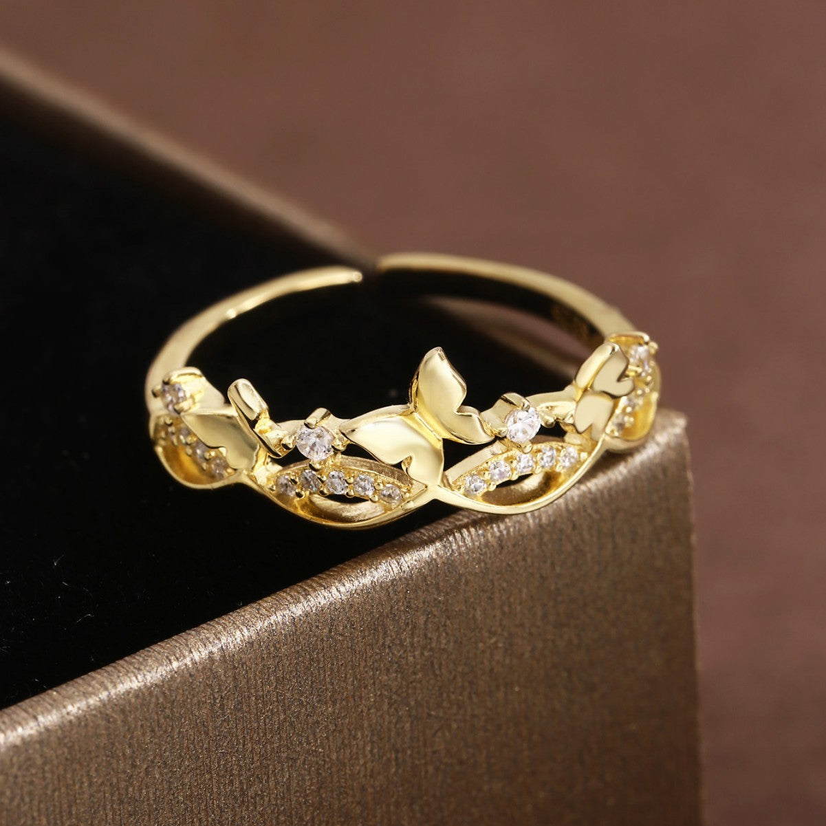 Butterfly Ring Sterling Silver Ring 18K Gold Plated Ring