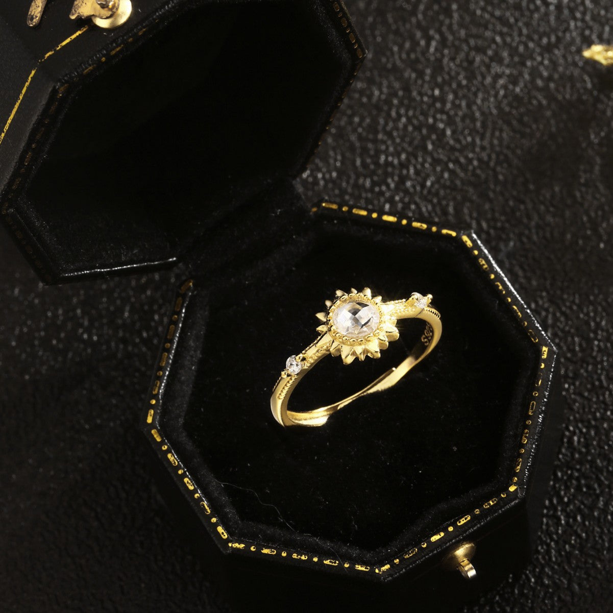 Sunflower Ring Sterling Silver Ring 18K Gold Plated Ring