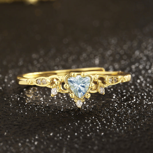 Heart Ring Crown Ring Sterling Silver Ring 18K Gold Plated Ring