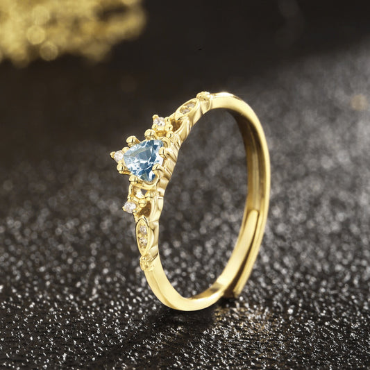 Heart Ring Crown Ring Sterling Silver Ring 18K Gold Plated Ring