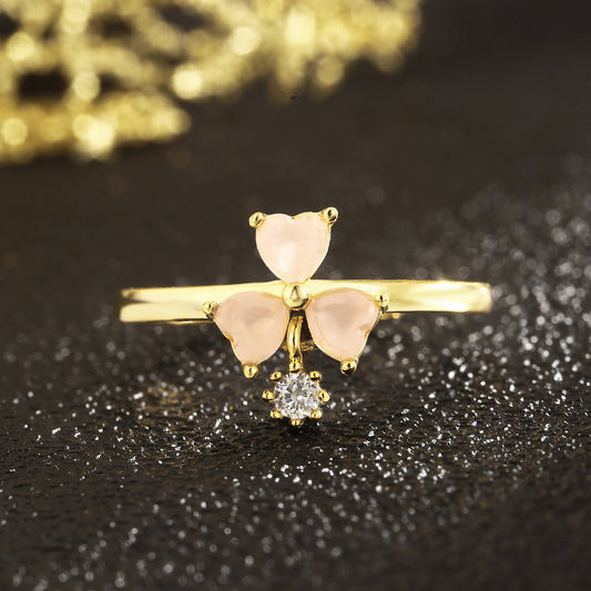 Three-leaf Clover Ring Sterling Silver Ring 18K Gold Plated Ring
