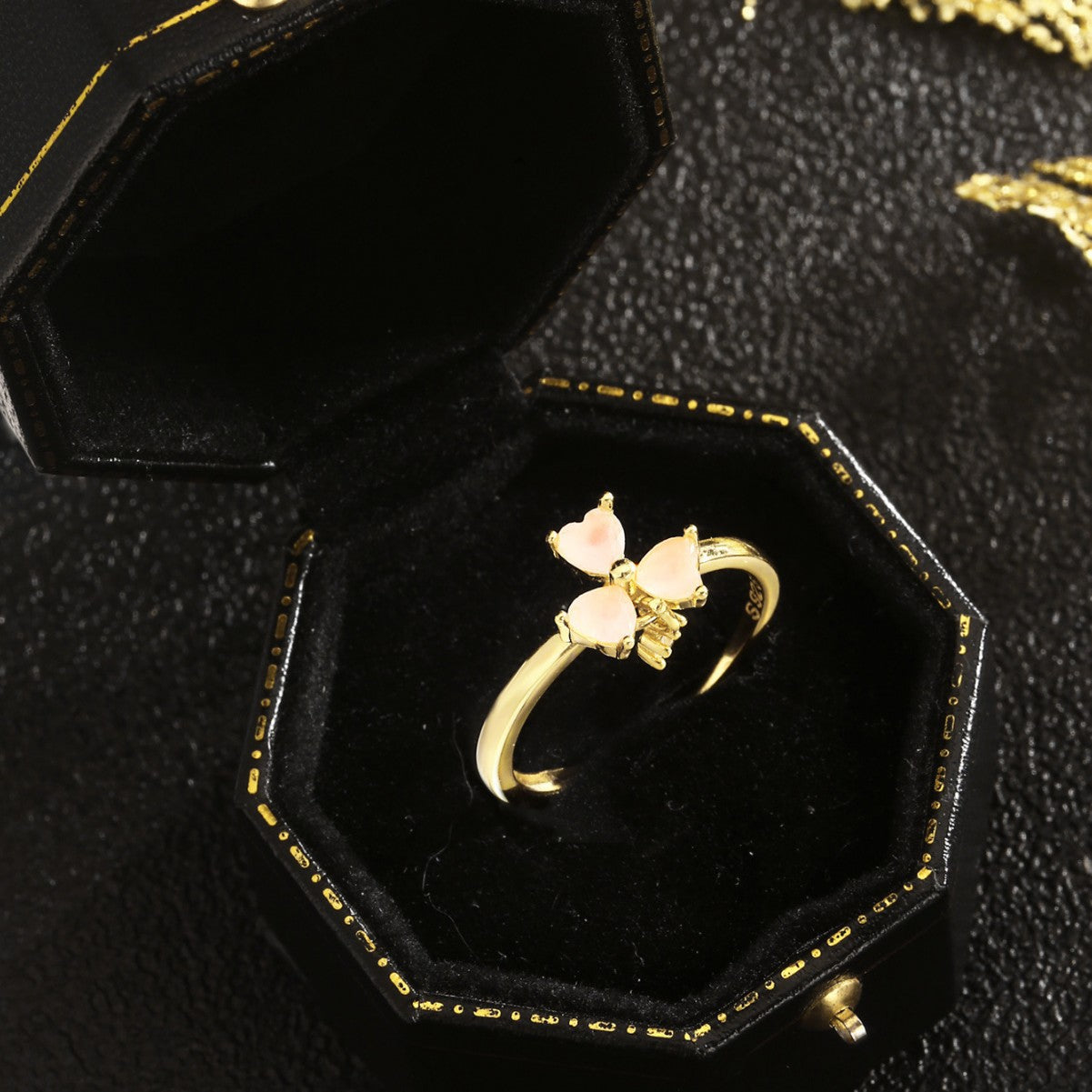 Three-leaf Clover Ring Sterling Silver Ring 18K Gold Plated Ring