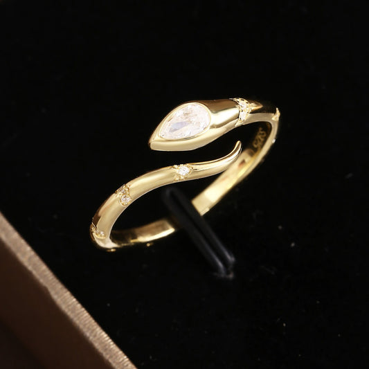Snake Ring Sterling Silver Ring 18K Gold Plated Ring