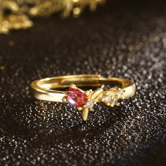 Dragonfly Ring Sterling Silver Ring 18K Gold Plated Ring