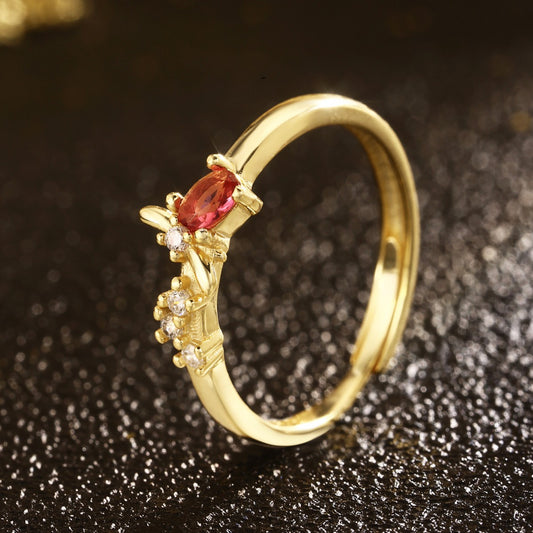 Dragonfly Ring Sterling Silver Ring 18K Gold Plated Ring