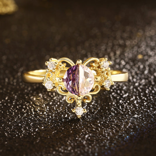 Sterling Silver Ring 18K Gold Plated Ring Heart Ring