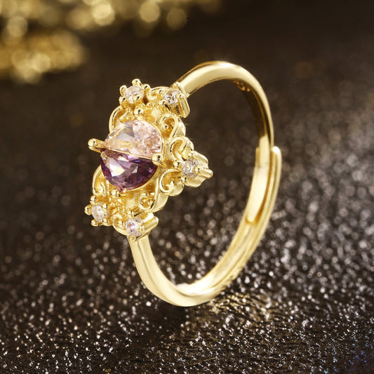 Sterling Silver Ring 18K Gold Plated Ring Heart Ring