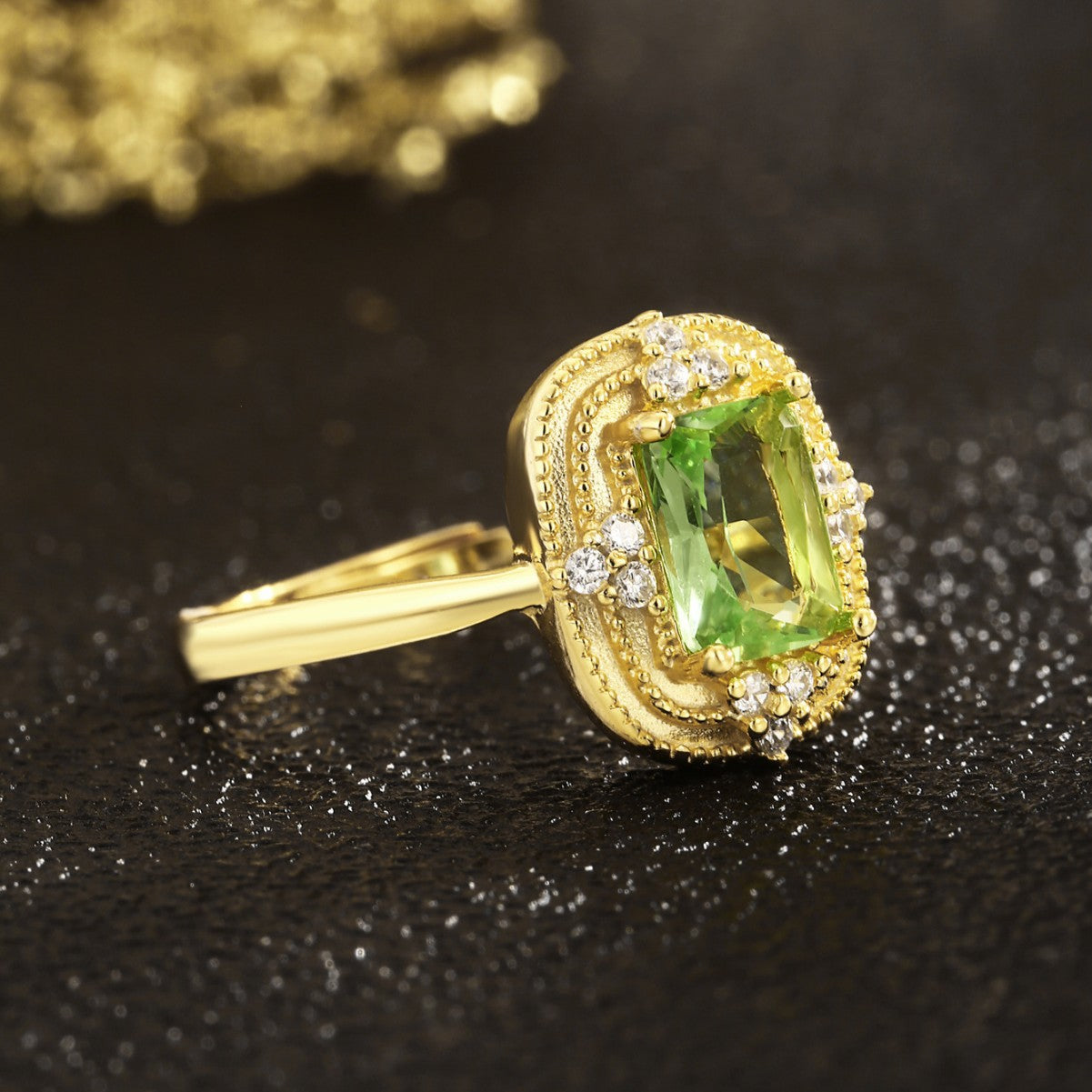 Sterling Silver Ring 18K Gold Plated Ring Adjustable Ring