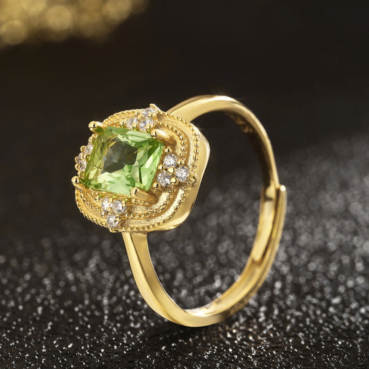 Sterling Silver Ring 18K Gold Plated Ring Adjustable Ring