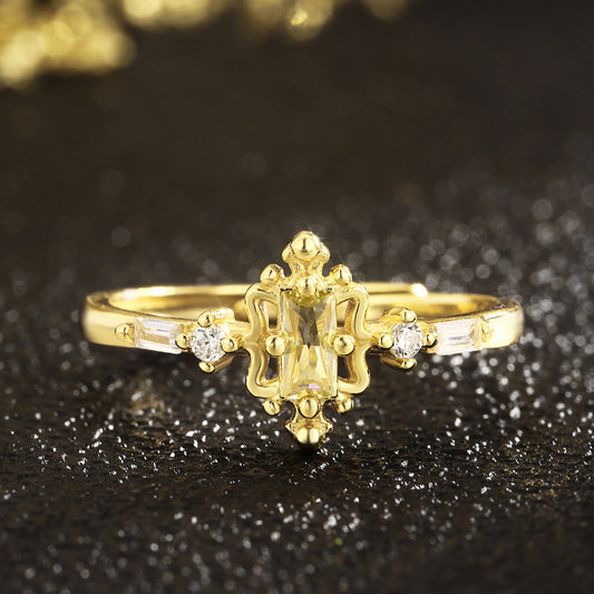 Sterling Silver Ring 18K Gold Plated Ring Adjustable Ring
