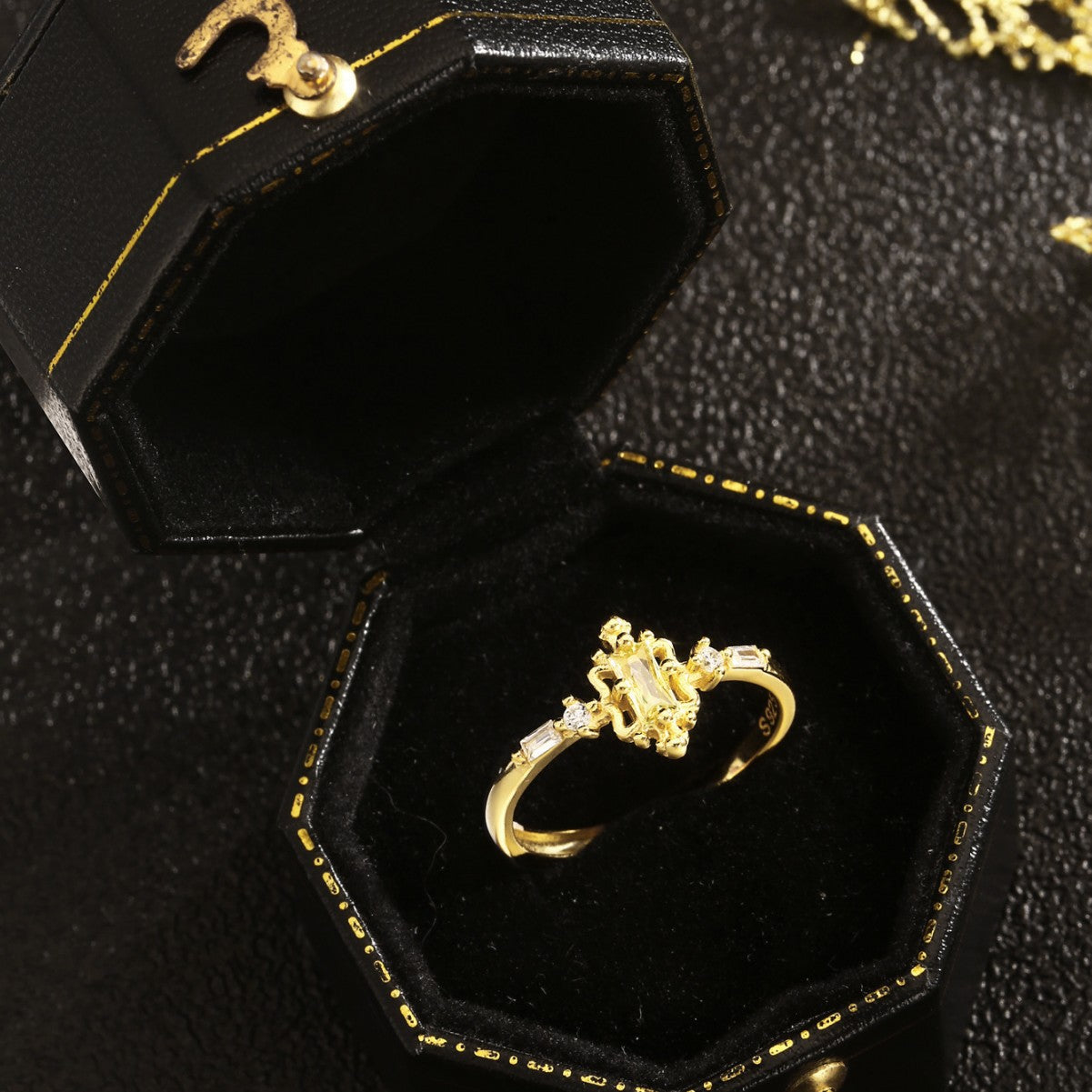 Sterling Silver Ring 18K Gold Plated Ring Adjustable Ring