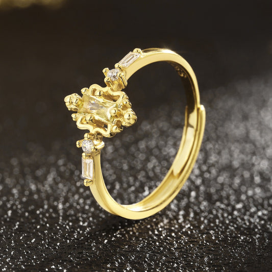 Sterling Silver Ring 18K Gold Plated Ring Adjustable Ring