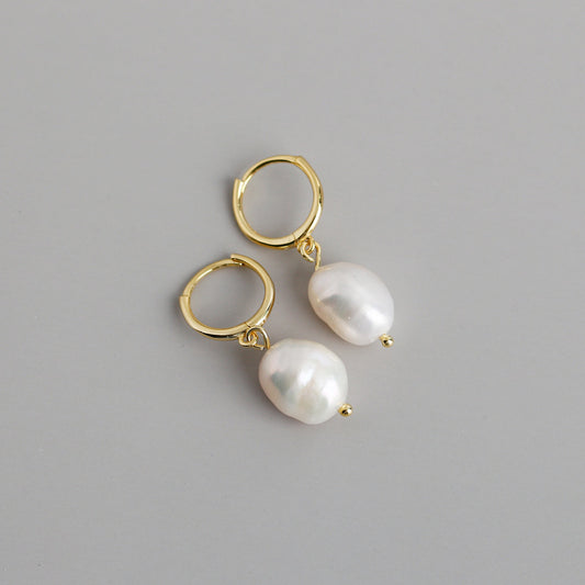 Freshwater Pearl Earrings Sterling Silver Earrings 18K Gold Plated Earrings