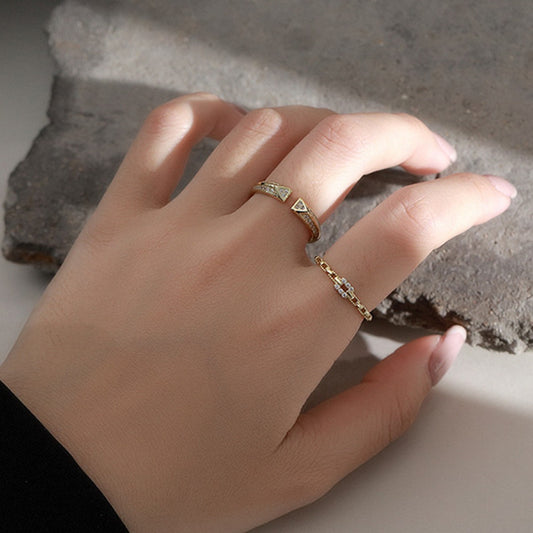 Sterling Silver Ring 18K Gold Plated Ring Adjustable Ring