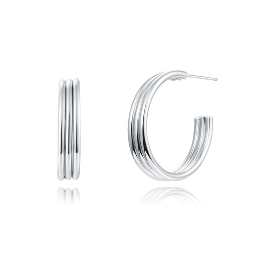 18k White Gold plated earrings strips style