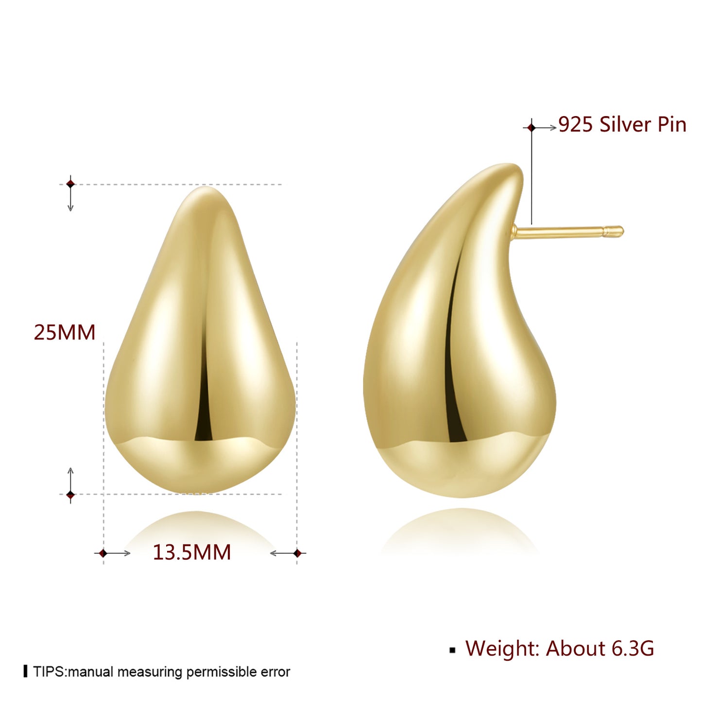 18k Gold plated earrings waterdrop