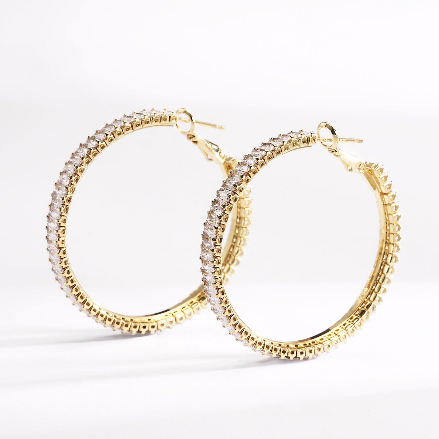 18k Gold plated earrings crystals hoop