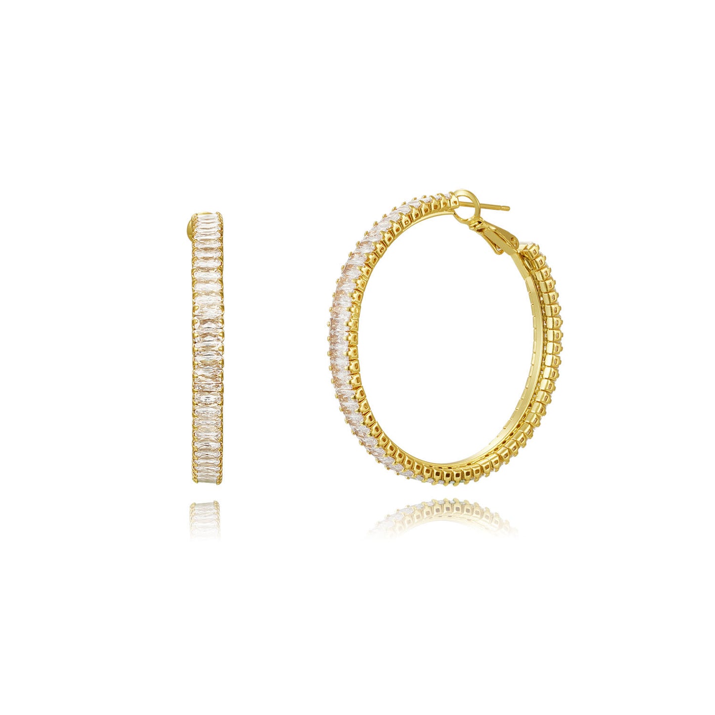 18k Gold plated earrings crystals hoop