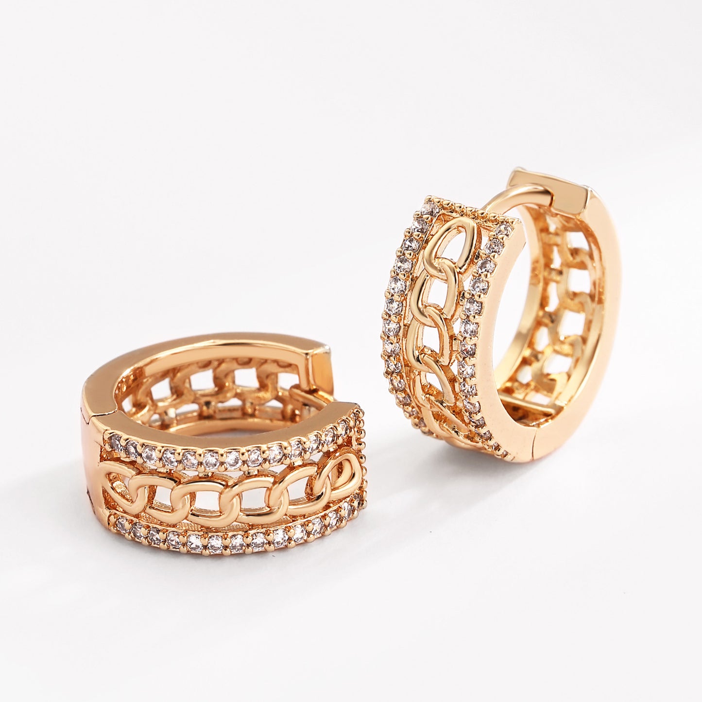 18k Gold plated earrings rose gold crystals new arrival