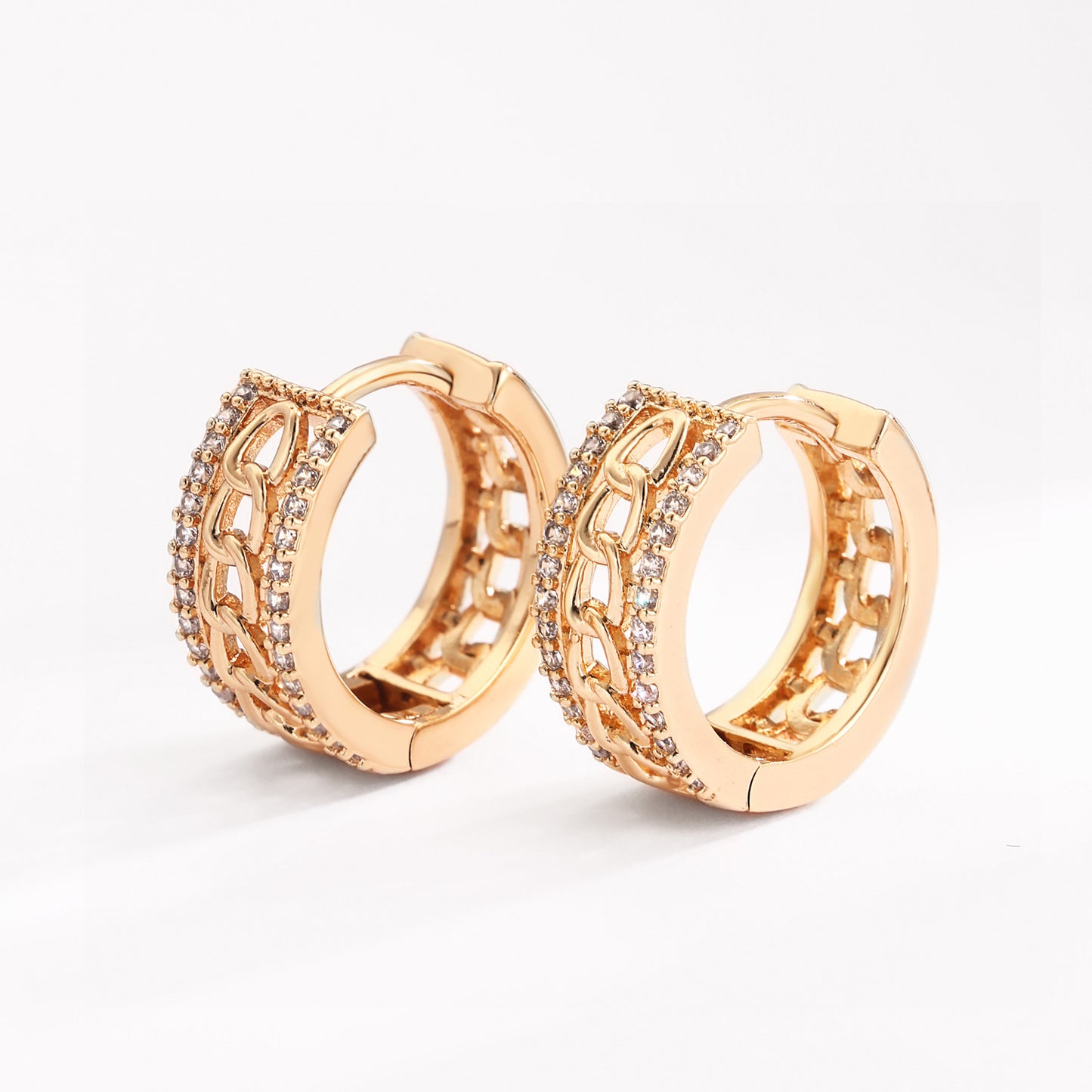 18k Gold plated earrings rose gold crystals new arrival