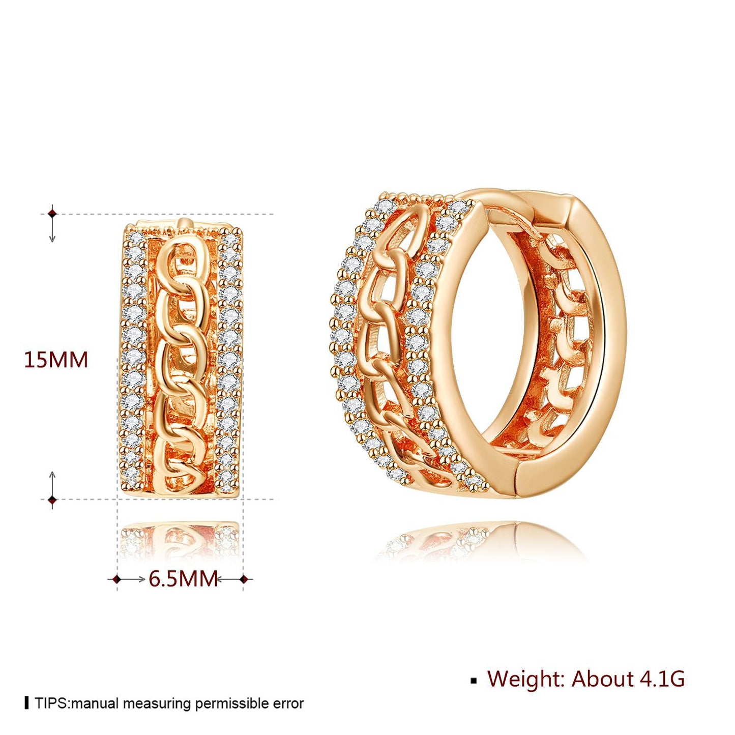 18k Gold plated earrings rose gold crystals new arrival