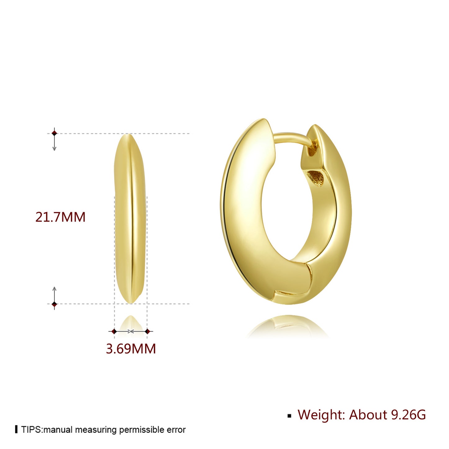 18k Gold plated earrings hoop cute