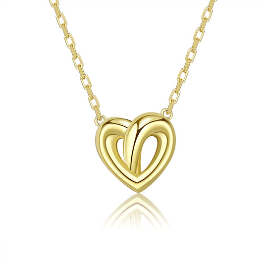 18K gold plated necklace connected heart