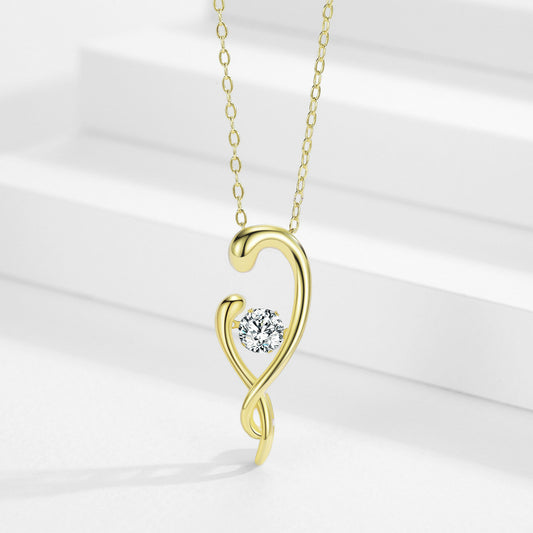 18K gold plated necklace heart love  with a cubic zirconia