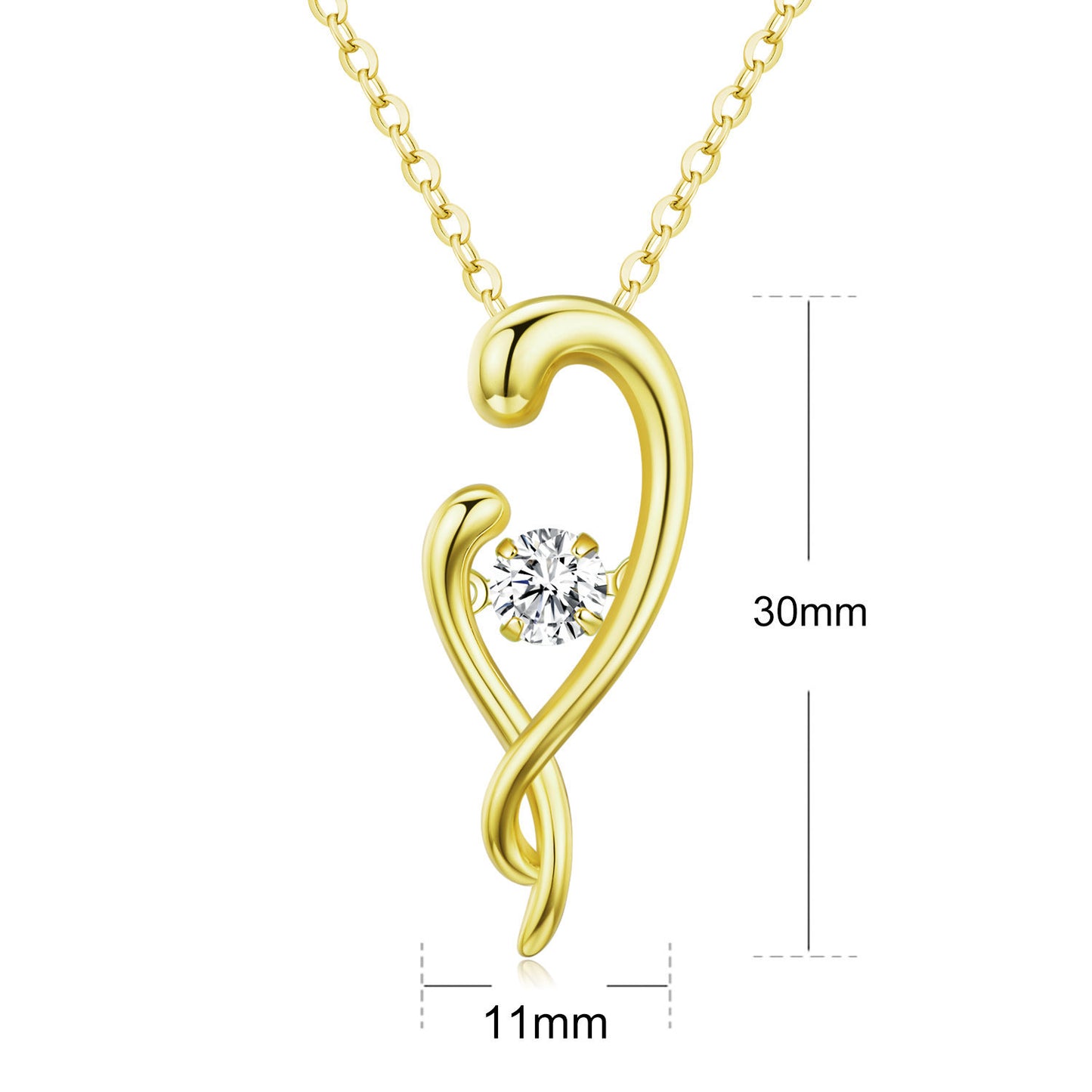 18K gold plated necklace heart love  with a cubic zirconia
