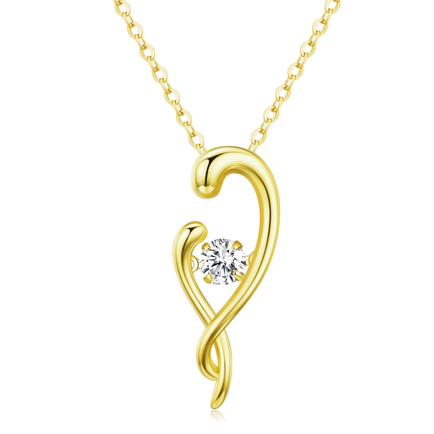 18K gold plated necklace heart love  with a cubic zirconia